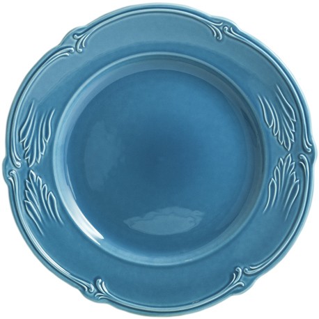 Gien - Rocaille Pastel - 4 Dinner plates - Ø 28 cm - Bleu givre