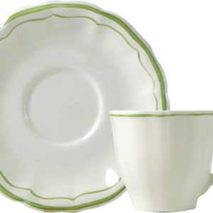 Gien - Filet Vert - 2 Tea cup & saucer