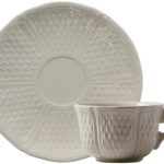 Gien - Pont aux Choux White - 2 Tea cups & scrs 17 cl, Ø 16 cm