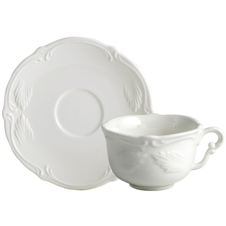 Gien - Rocaille Pastel - 2 Tea cup & saucer - 18 cl, Ø 16,5 cm - Blanc
