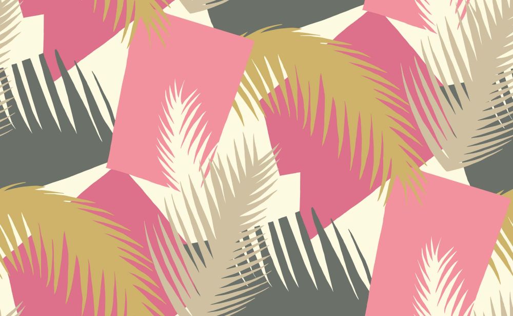 Wallpaper - Cole and Son - Geometric II - Deco Palm-Pink - Half drop -