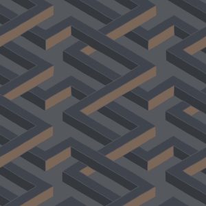 Wallpaper - Cole and Son - Geometric II - Luxor-Charcoal - Straight match -