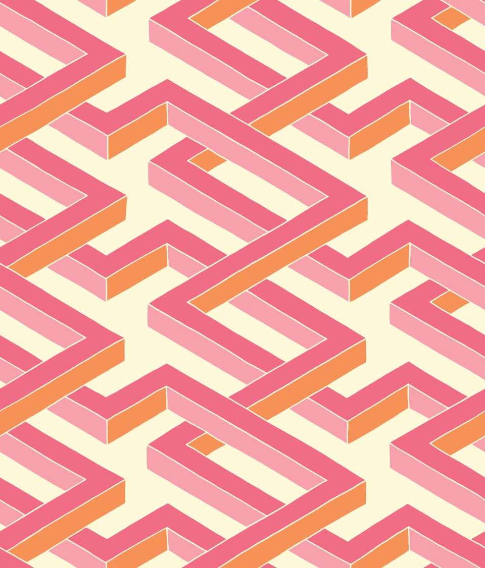 Wallpaper - Cole and Son - Geometric II - Luxor-Pink - Straight match -