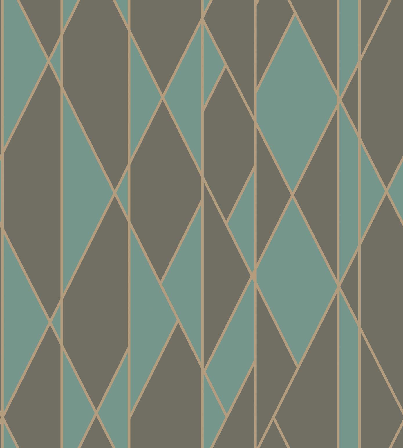 Tapet - Cole and Son - Geometric II - Oblique-Teal and Black - Straight match -