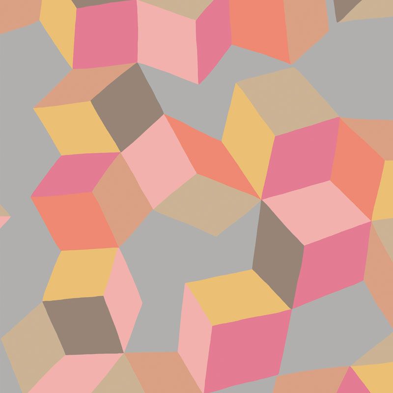 Wallpaper - Cole and Son - Geometric II - Puzzle-Pink and Orange - Half drop -