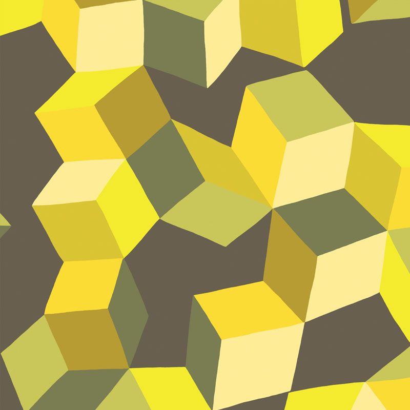 Wallpaper - Cole and Son - Geometric II - Puzzle-Yellow and Black - Half drop -