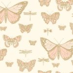 Wallpaper – Cole and Son – Whimsical – Butterflies & Dragonflies – Pink on Ivory