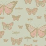 Tapet-Cole-and-Son-Whimsical-Butterflies-amp-Dragonflies-Pink-on-Olive-1
