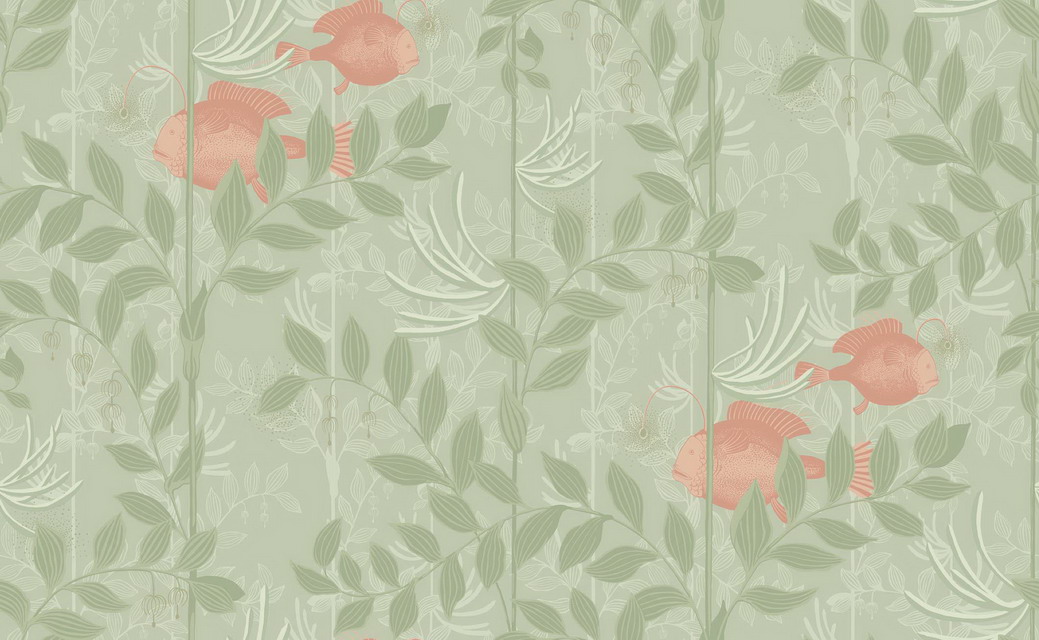 Wallpaper - Cole and Son - Whimsical - Nautilus-Soft Green - Half drop -