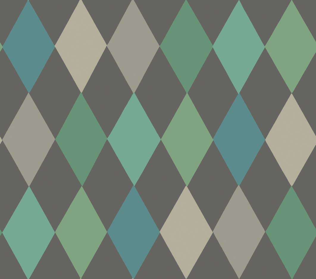 Wallpaper - Cole and Son - Whimsical - Punchinello-Teal on charcoal - Straight match -