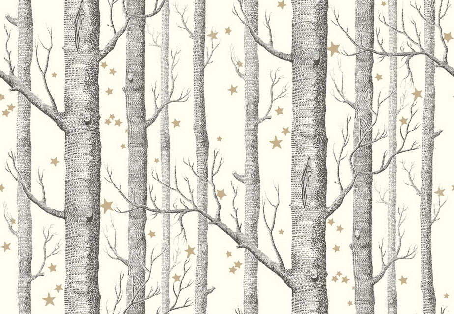 Wallpaper - Cole and Son - Whimsical - Woods & Stars-Black White - Half drop -