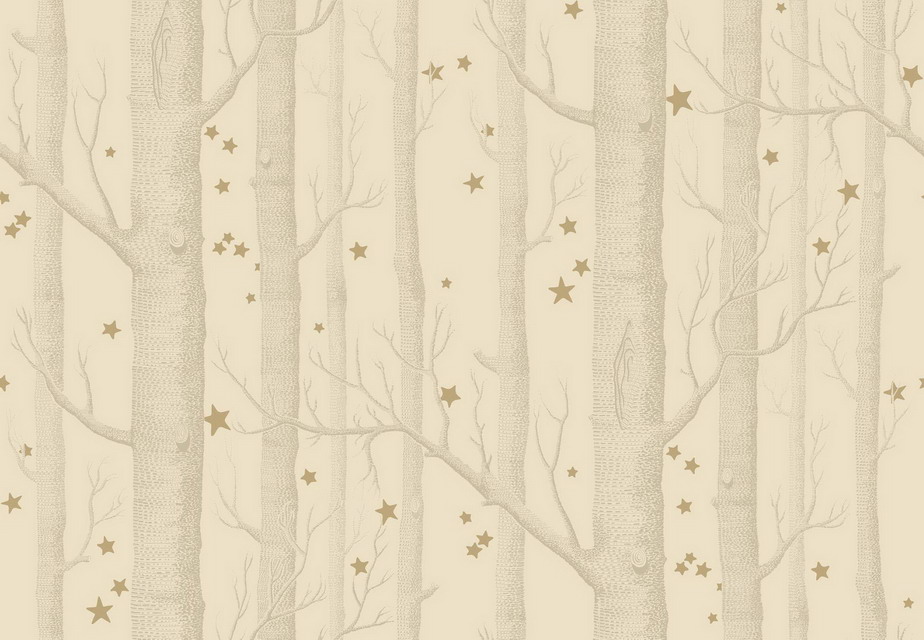 Tapet - Cole and Son - Whimsical - Woods & Stars-Buff Gold - Half drop -