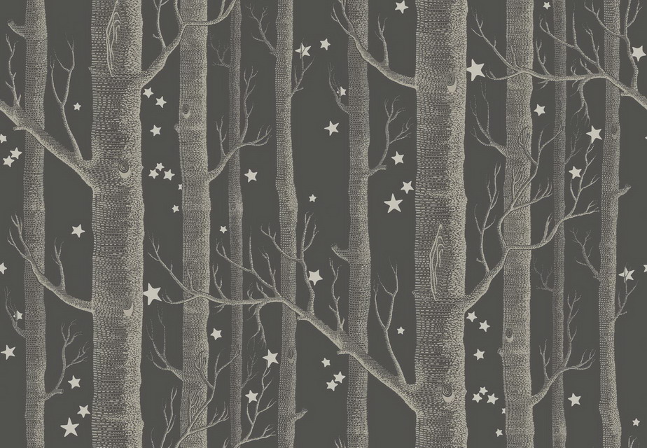 Wallpaper - Cole and Son - Whimsical - Woods & Stars-Charcoal - Half drop -