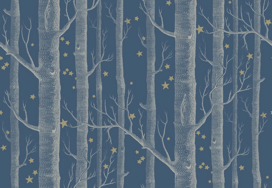 Tapet - Cole and Son - Whimsical - Woods & Stars-Midnight - Half drop - 52 cm x 10 m