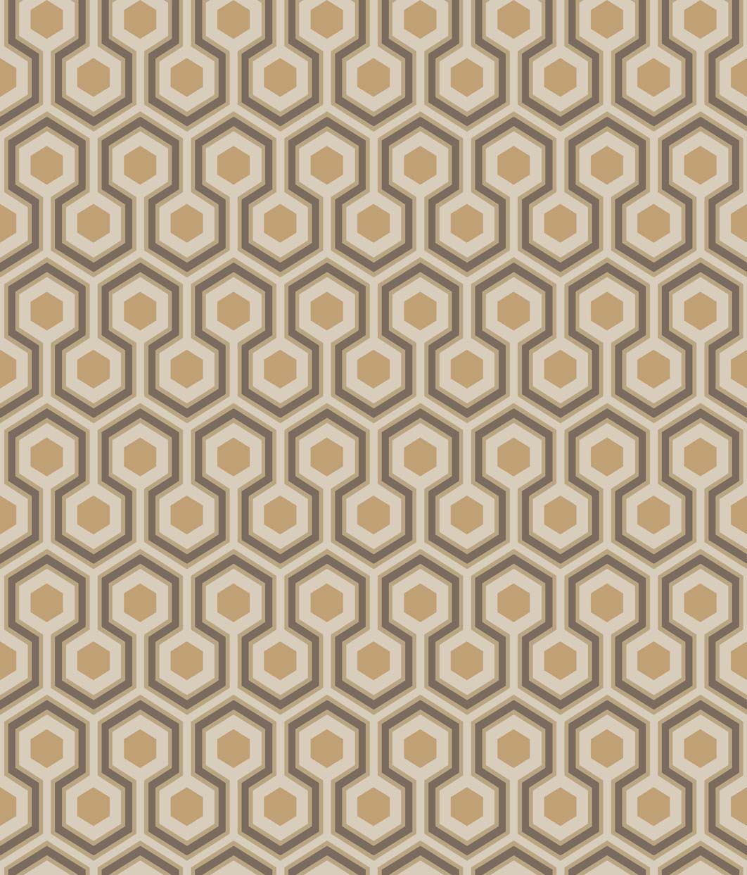Wallpaper - Cole and Son - New Contemporary- Hicks' Hexagon - Gold And Taupe