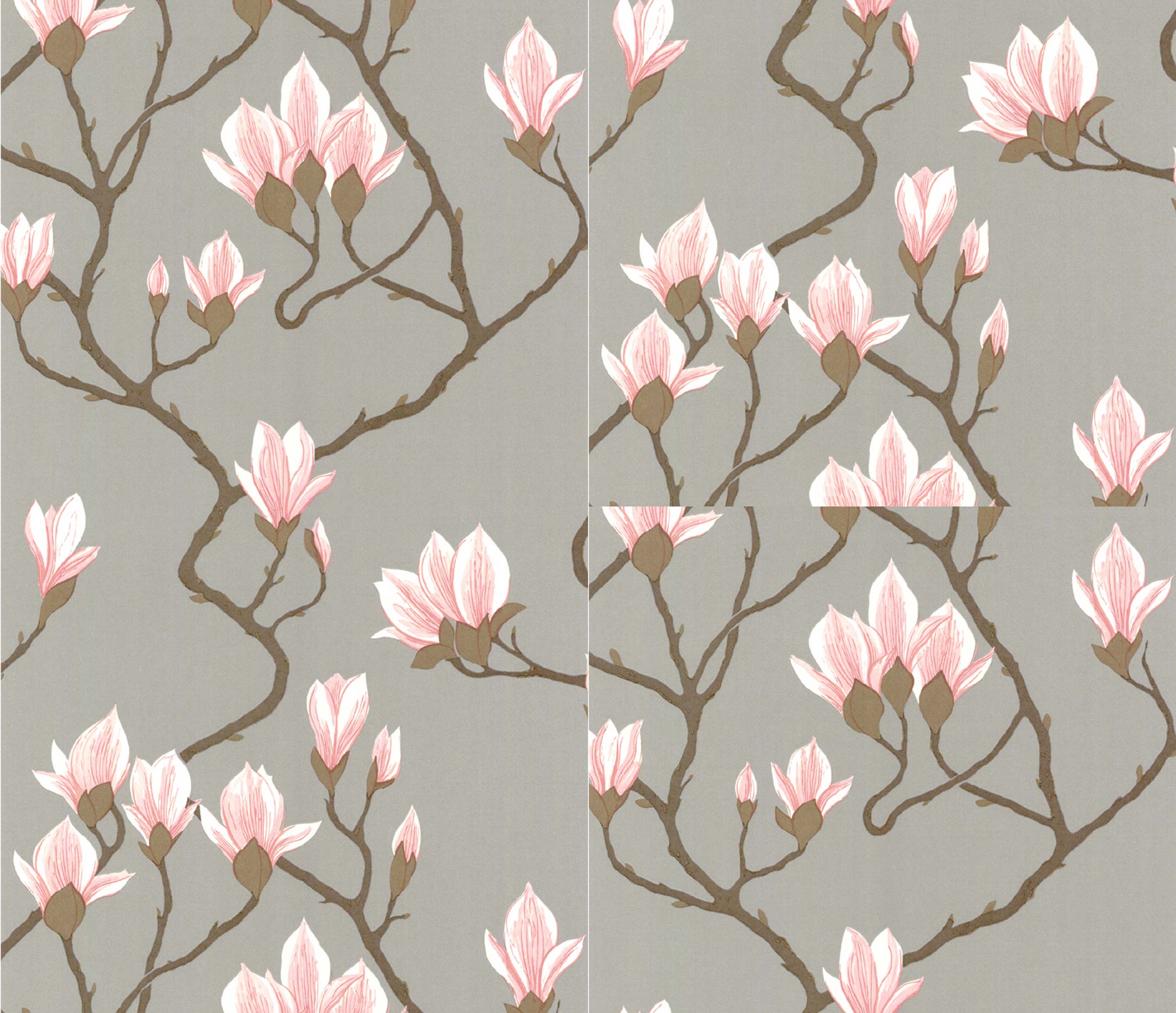 Wallpaper – Cole and Son – New Contemporary – Magnolia – Pink on Silver