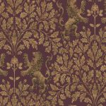 Tapet-Cole_and_Son-Pearwood-Boscobel-Oak-Metallic-Autumnal-Gold-on-Claret-1