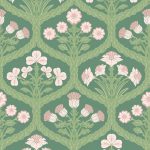 Wallpaper – Cole and Son – Pearwood – Floral Kingdom – Ballet Slipper, Leaf Green on Forest