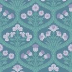 Wallpaper – Cole and Son – Pearwood – Floral Kingdom – Lilac & Teal on Denim