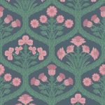 Wallpaper – Cole and Son – Pearwood – Floral Kingdom – Rose & Forest on Charcoal