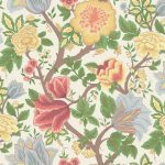 Wallpaper – Cole and Son – Pearwood – Midsummer Bloom – Chartreuse, Rouge, Leaf Green on Parchment