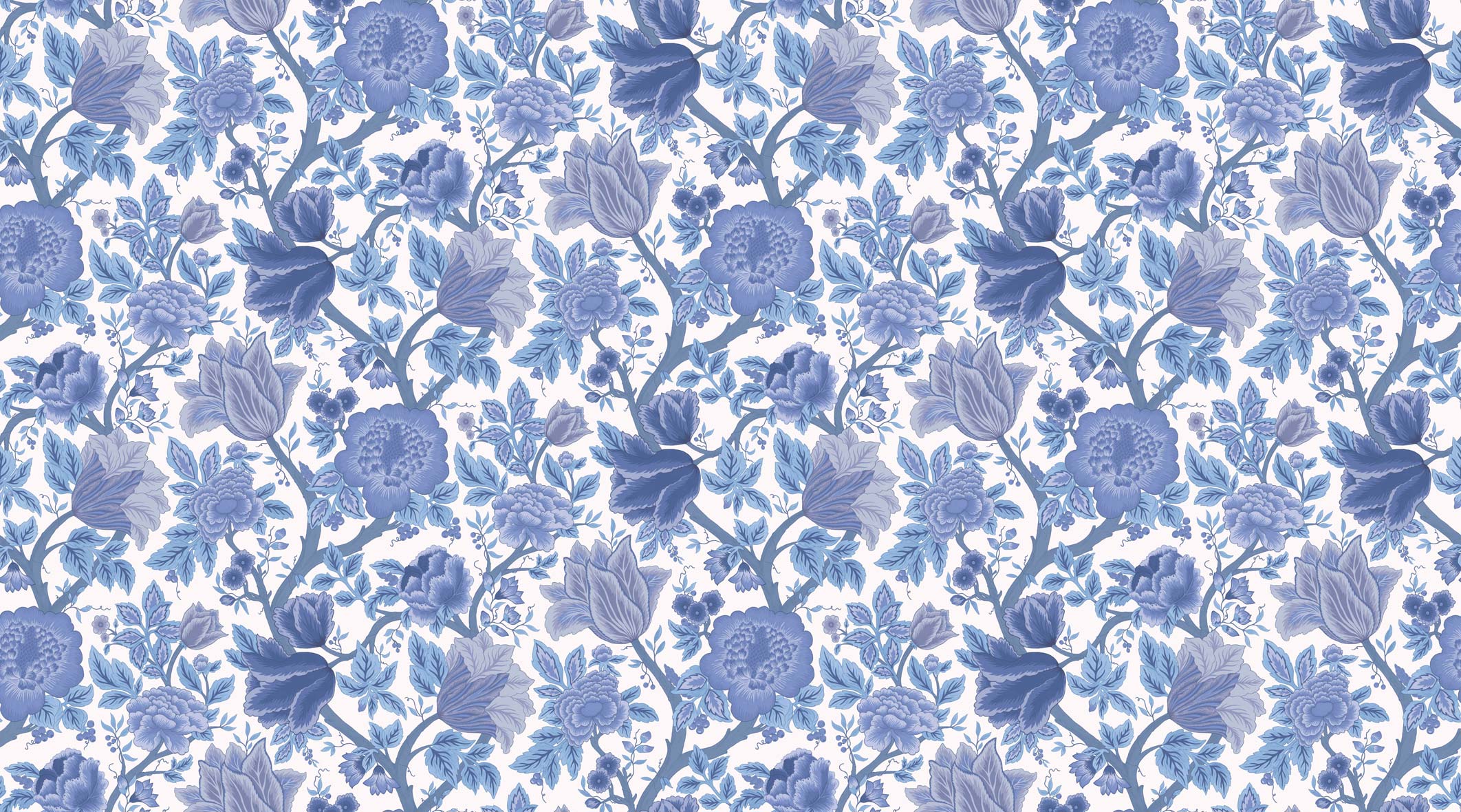 Wallpaper - Cole and Son - Pearwood - Midsummer Bloom - Hyacinth Blues on Chalk