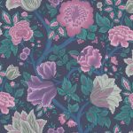 Tapet – Cole and Son – Pearwood – Midsummer Bloom – Mulberry, Purple, Teal on Ink