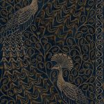 Wallpaper – Cole and Son – Pearwood – Pavo Parade – Metallic Bronze on Midnight