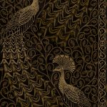 Tapet-Cole_and_Son-Pearwood-Pavo-Parade-Metallic-Gold-on-Soot-1