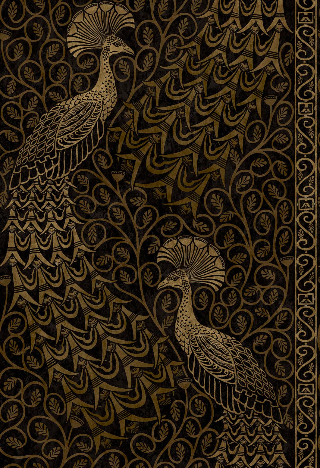Tapet - Cole and Son - Pearwood - Pavo Parade - Metallic Gold on Soot
