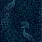 Tapet - Cole and Son - Pearwood - Pavo Parade - Metallic Petrol on Ink
