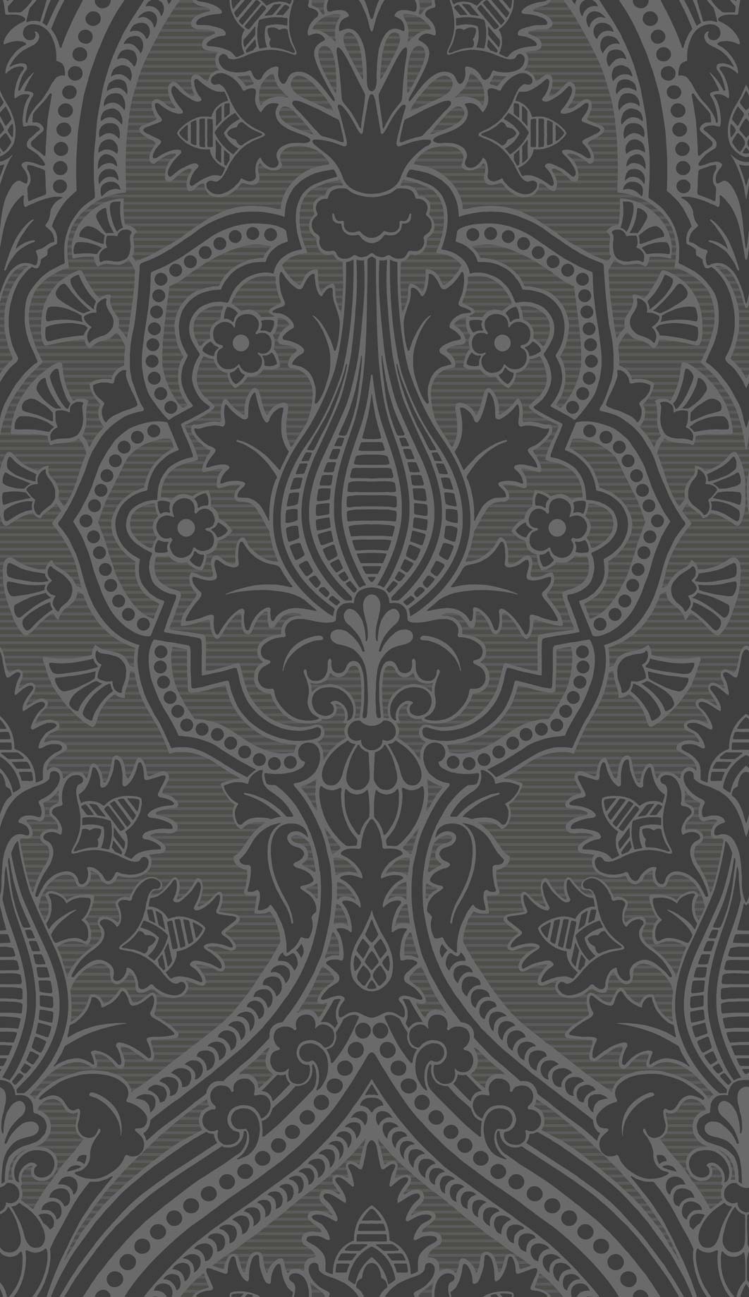 Wallpaper - Cole and Son - Pearwood - Pugin Palace Flock - Charcoal