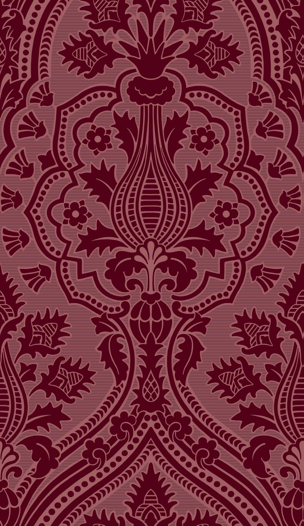 Wallpaper - Cole and Son - Pearwood - Pugin Palace Flock - Claret