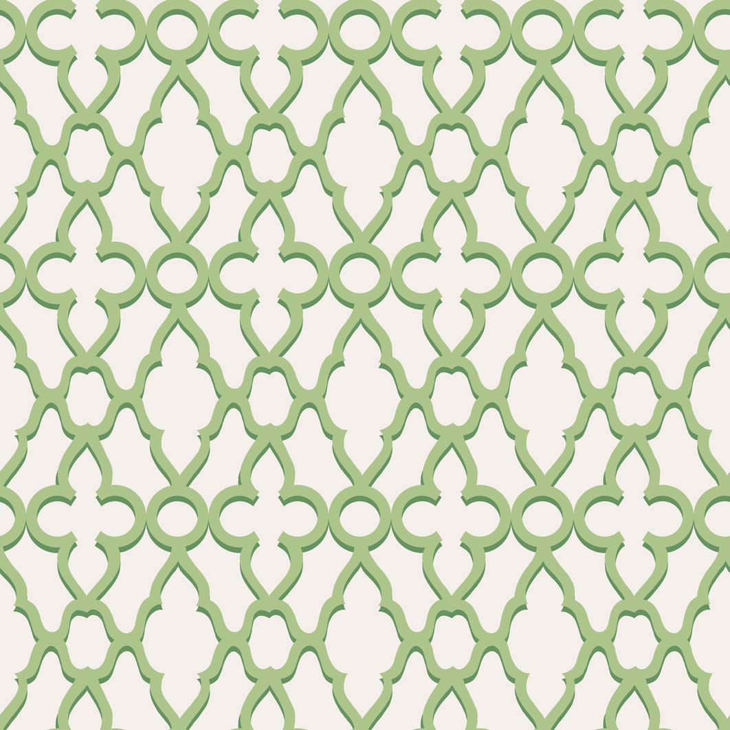 Wallpaper - Cole and Son - Pearwood - Treillage - Leaf Green on Chalk
