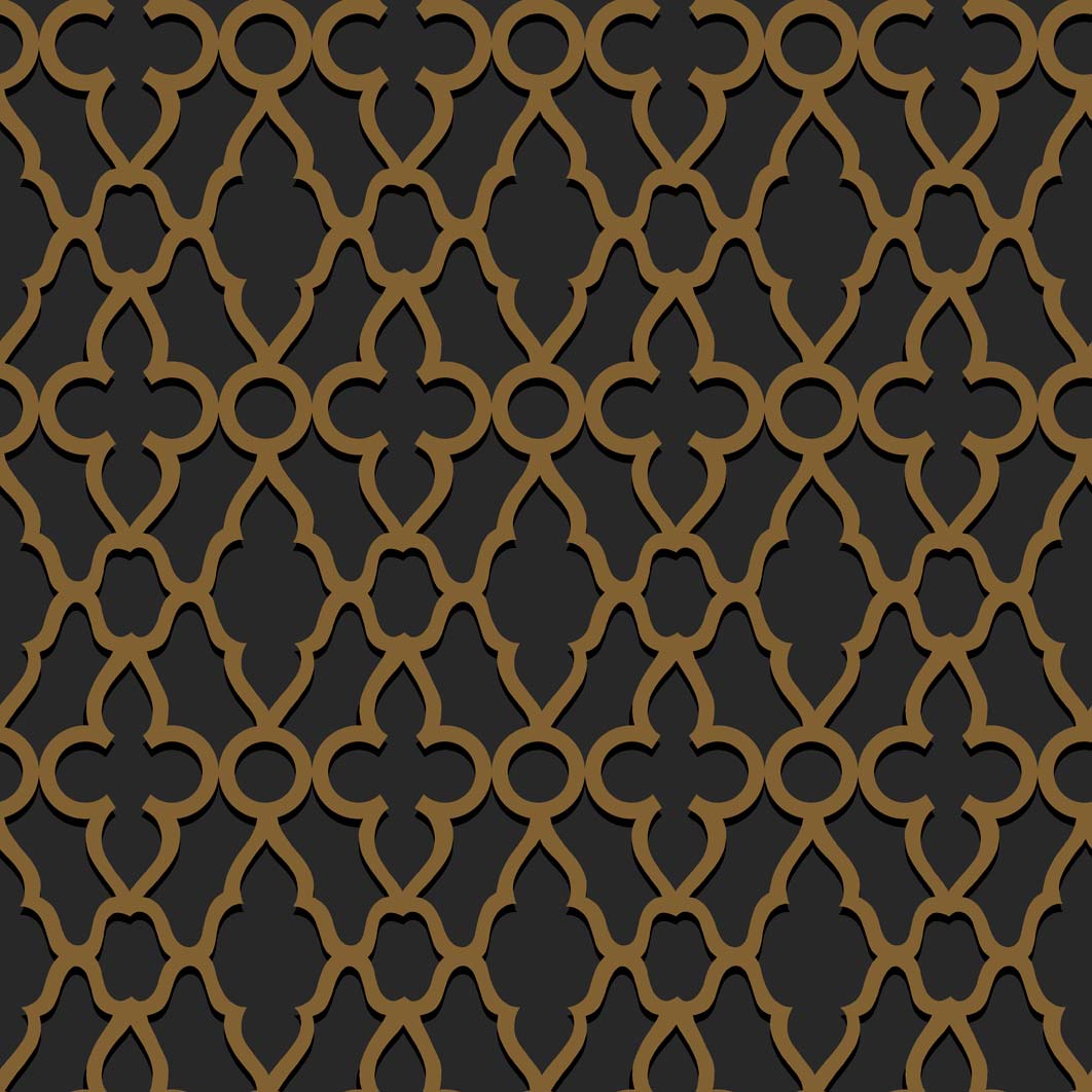 Wallpaper - Cole and Son - Pearwood - Treillage - Metallic Bronze on Charcoal