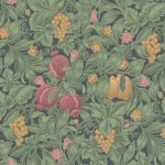 Wallpaper – Cole and Son – Pearwood – Vines of Pomona – Crimson, Olive on Charcoal