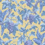 Tapet-Cole_and_Son-Pearwood-Woodvale-Orchard-Hyacinth-Lilac-China-Blue-on-Ochre-1
