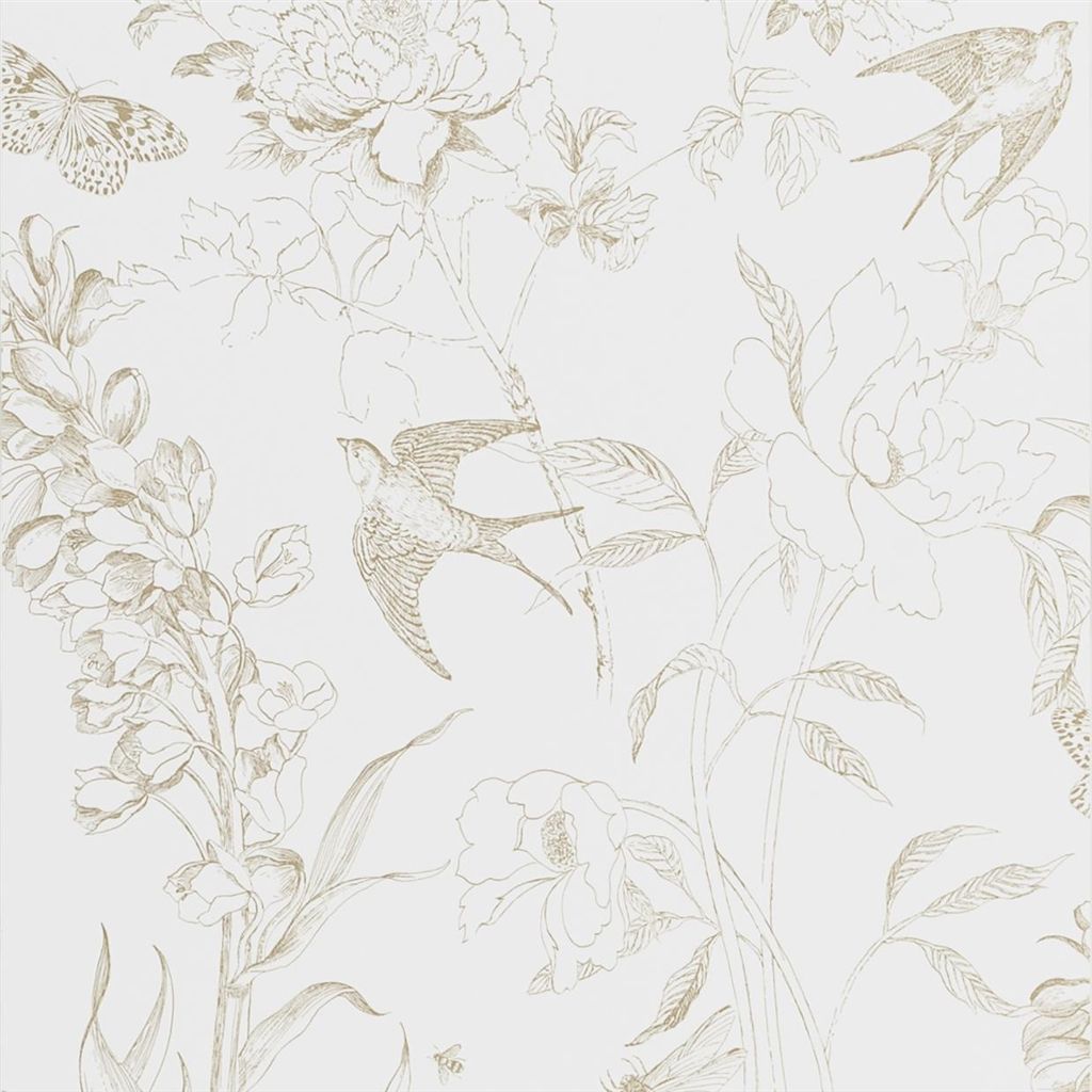Tapet - Designers Guild - Jardin des Plantes - Sibylla Garden-Gold - Half drop - 52 cm x 10 m