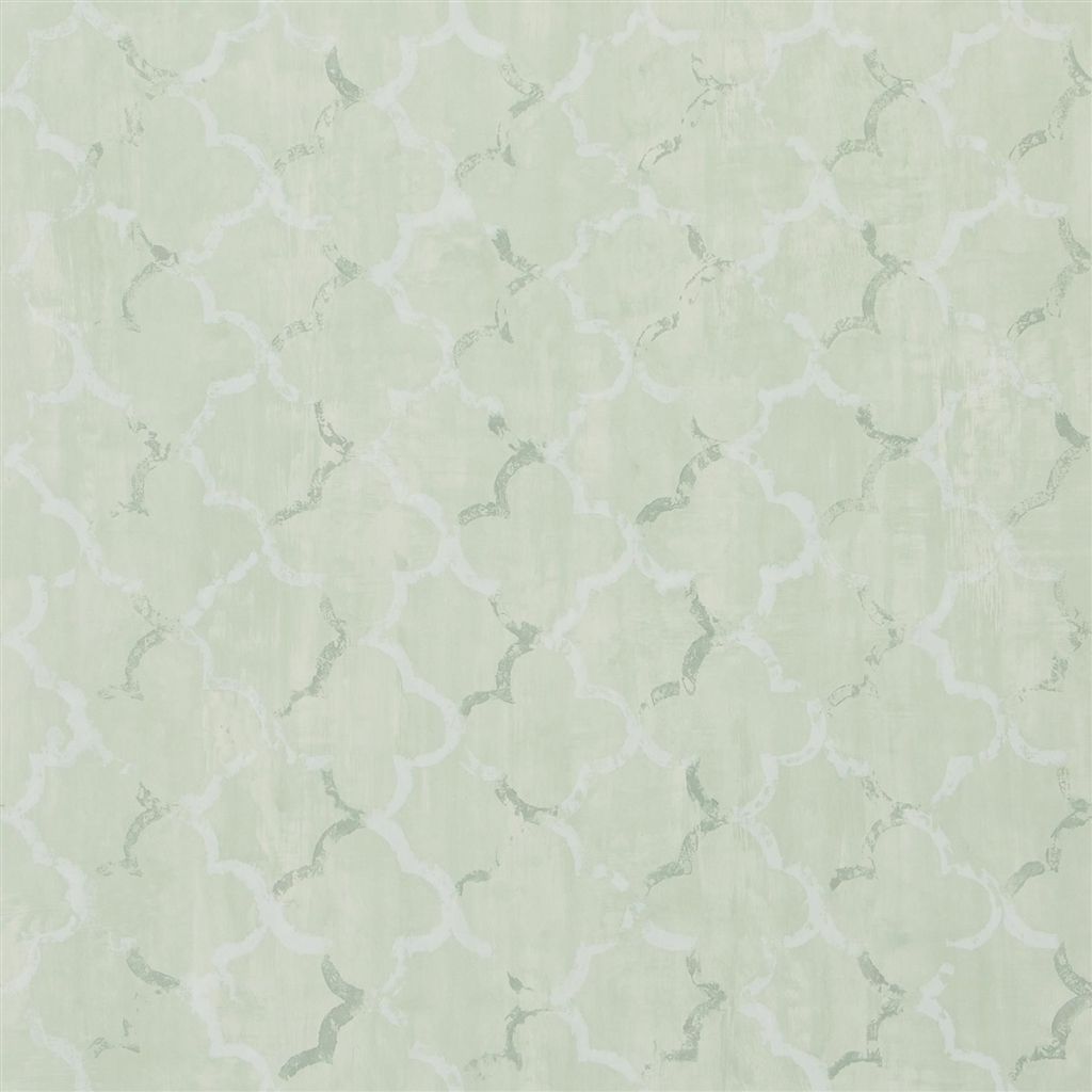 Wallpaper - Designers Guild - Shanghai Garden - Chinese Trellis-Pale Jade - Half drop - 68.5 cm x 10 m