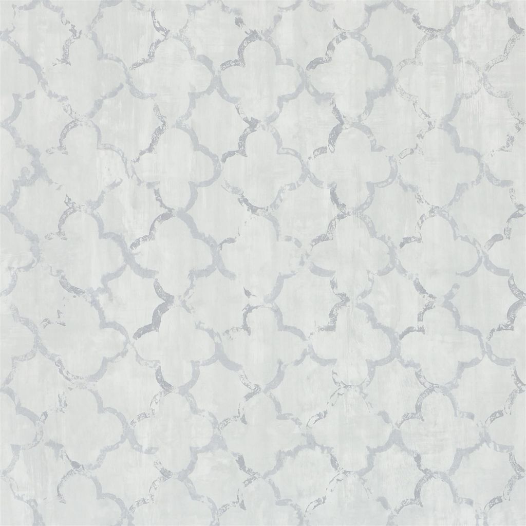 Tapet - Designers Guild - Shanghai Garden - Chinese Trellis-Platinum - Half drop - 68.5 cm x 10 m