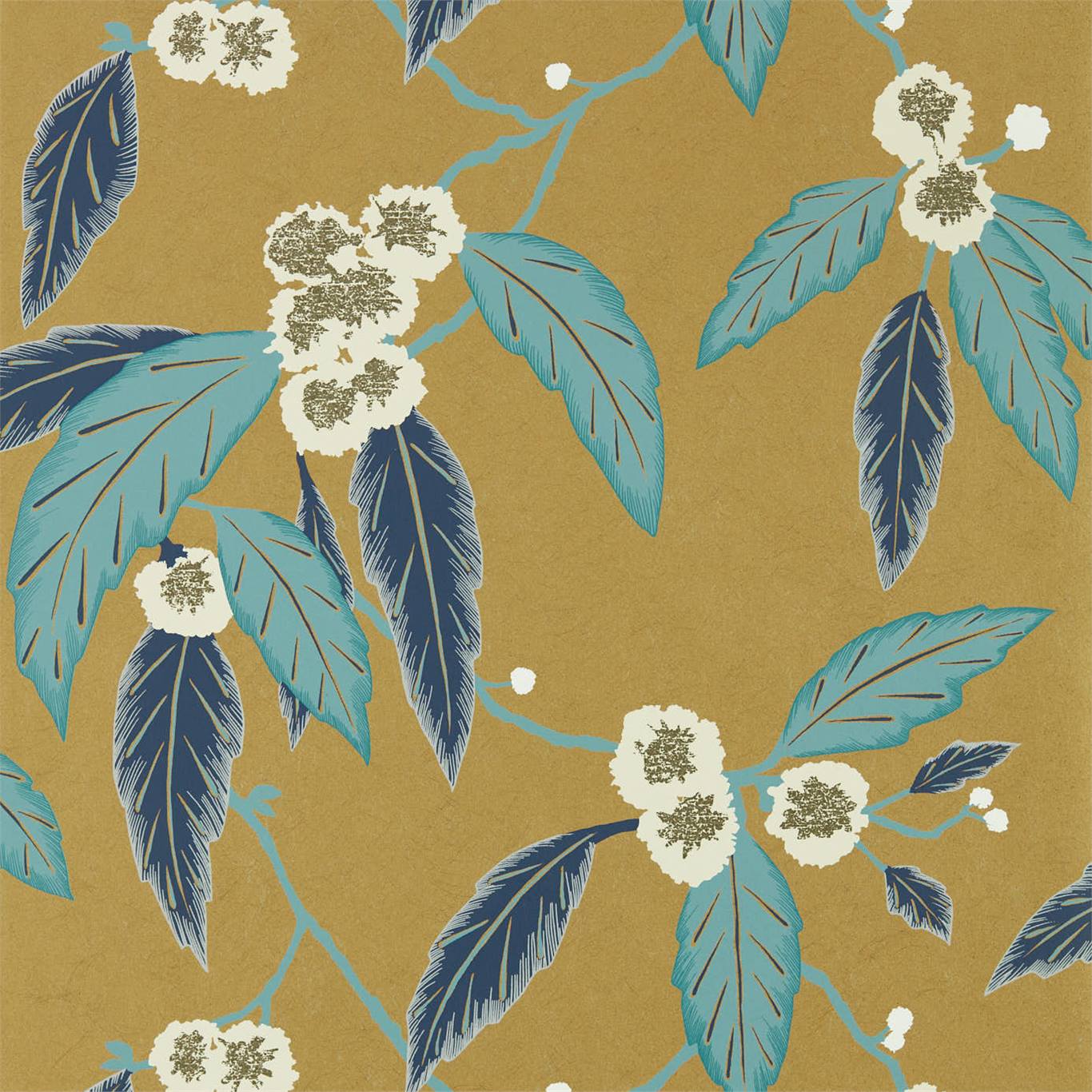 Tapet - Harlequin -  Salinas Wallpaper -  Coppice Navy/Lagoon/Gold