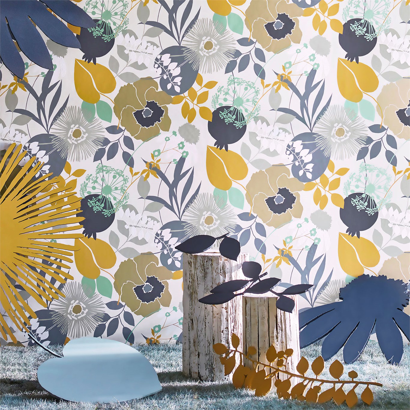 Tapet - Harlequin -  Standing Ovation Wallpaper -  Doyenne Ochre/Stone/Mint