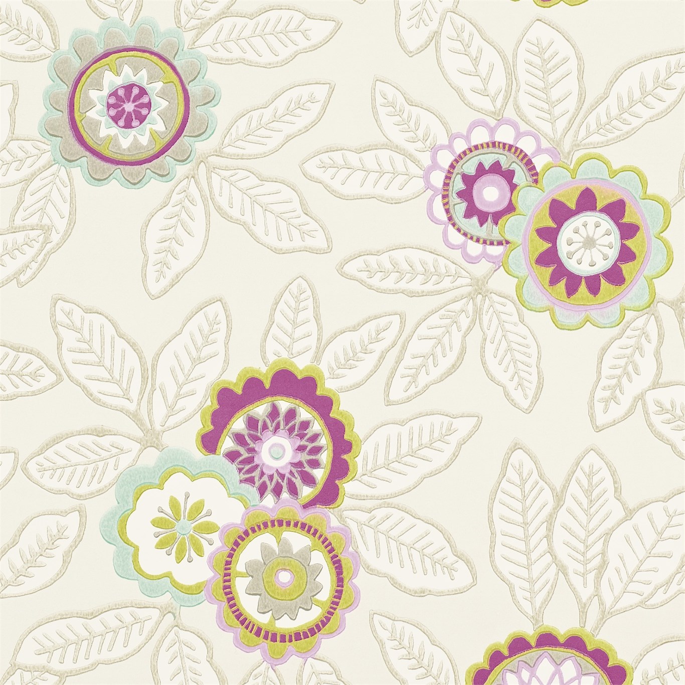 Wallpaper - Harlequin -  Jardin Bohème Wallpaper -  Eden Azelea/Lemongrass