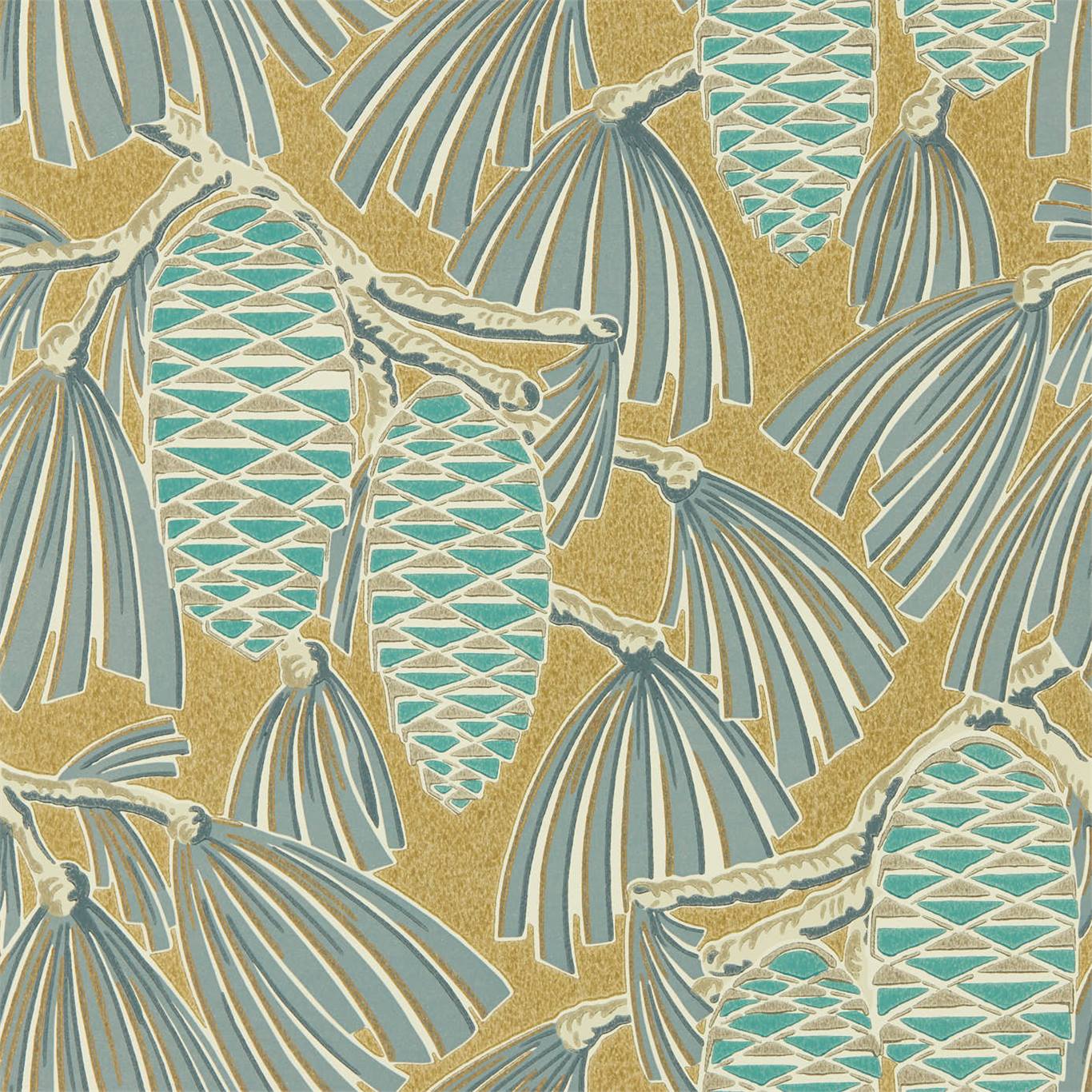 Wallpaper - Harlequin -  Salinas Wallpaper -  Foxley Kingfisher/Gold