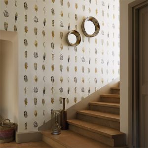 Wallpaper - Harlequin -  Amazilia Wallpaper -  Limosa Mustard / Charcoal / Stone
