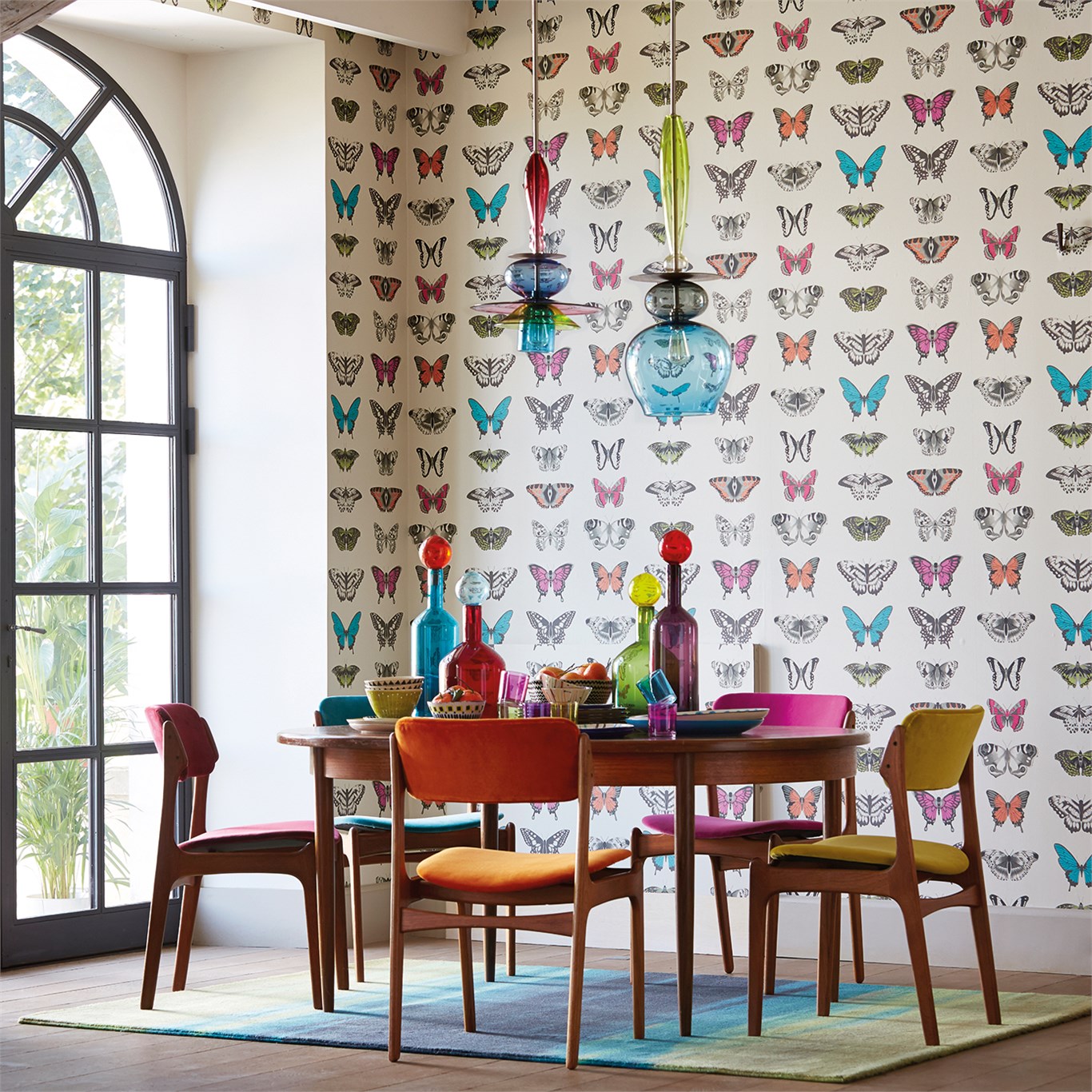 Tapet - Harlequin -  Amazilia Wallpaper -  Papilio Peach/Lagoon/Zest