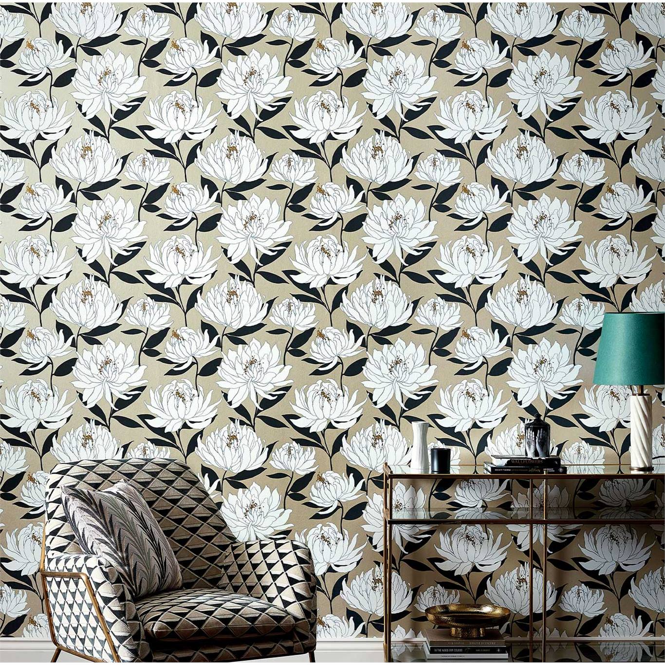 Tapet - Harlequin -  Salinas Wallpaper -  Sebal Earth/Silver