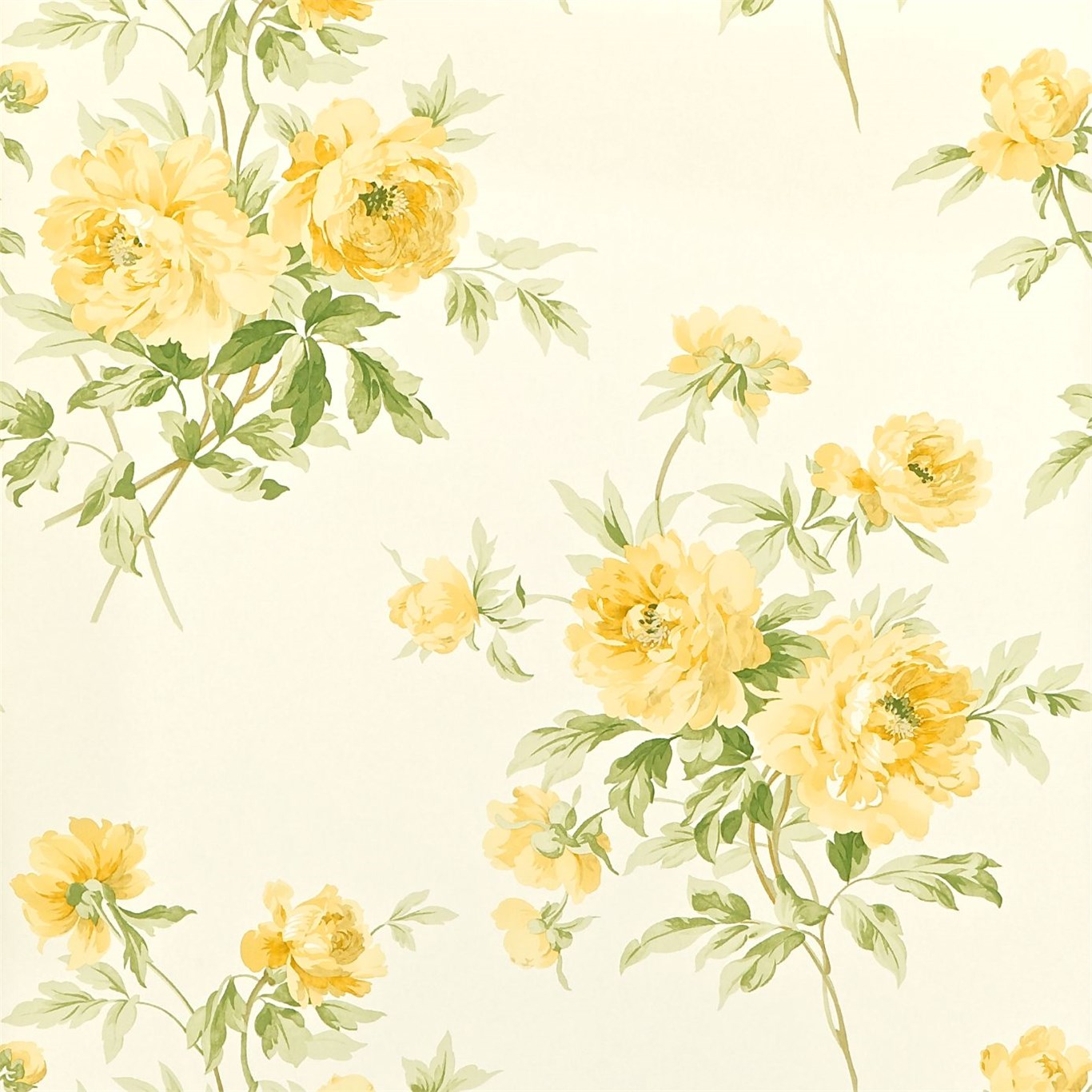 Wallpaper - Sanderson Caverley Wallpapers Adele Primrose/Ivory