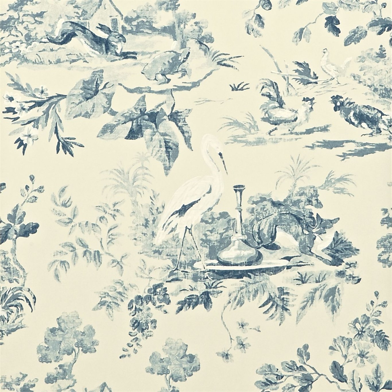 Wallpaper - Sanderson Caverley Wallpapers Aesops Fables Blue