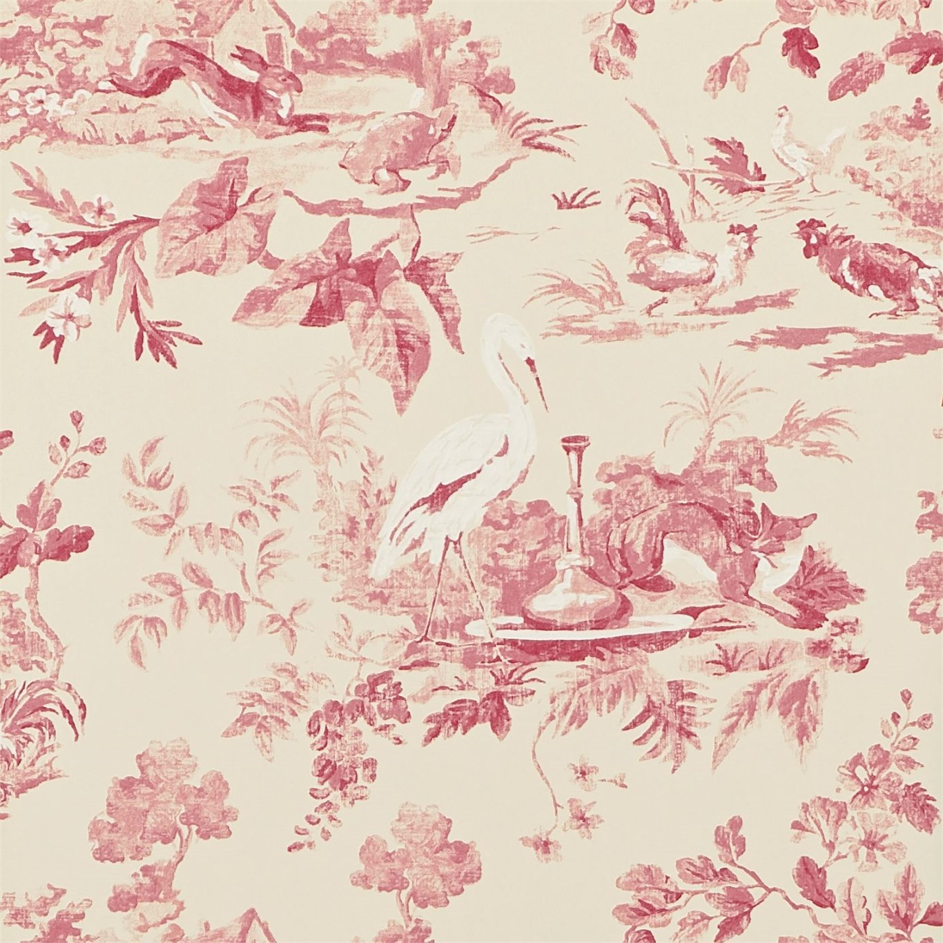 Wallpaper - Sanderson Caverley Wallpapers Aesops Fables Pink